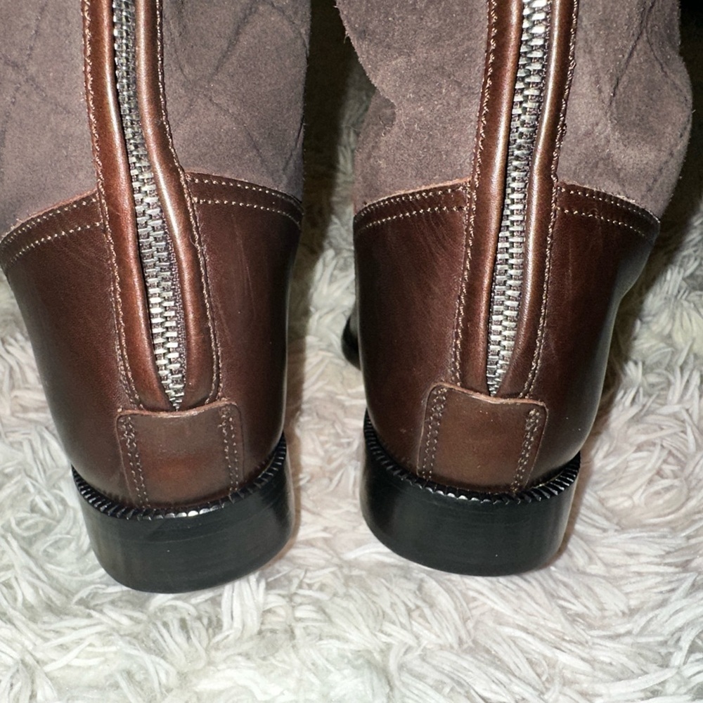 Chanel Suede & Leather Riding Boots in Espresso Brown Size 36.5 - Picture 9 of 15